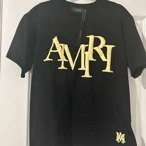 AMIRI Black T-Shirt with Yellow Logo